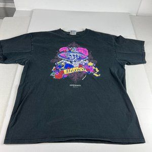 Cozumel Mexico Destination Shirt Extra Large Black Faded Big Graphic Tee